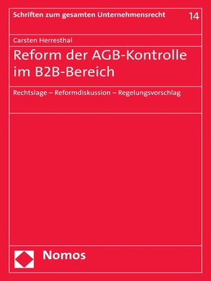 cover image of Reform der AGB-Kontrolle im B2B-Bereich
